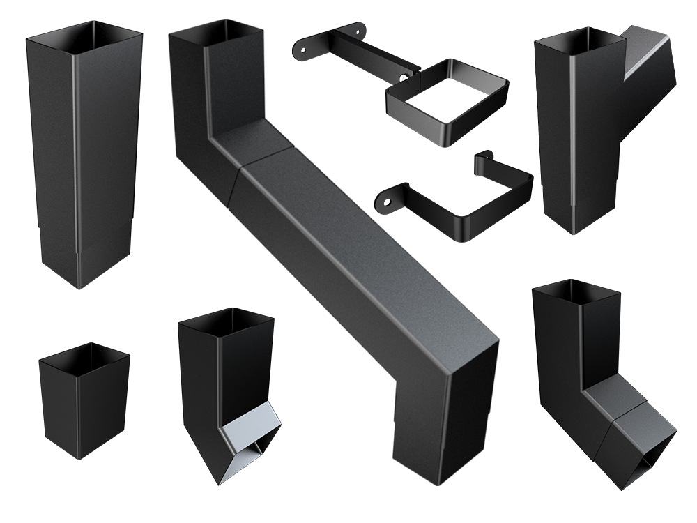 Flush Joint Rectangular Aluminium Downpipes for Guttering Aluminium