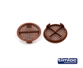 Push-in round soffit vent 70mm diameter brown - Pack of 10